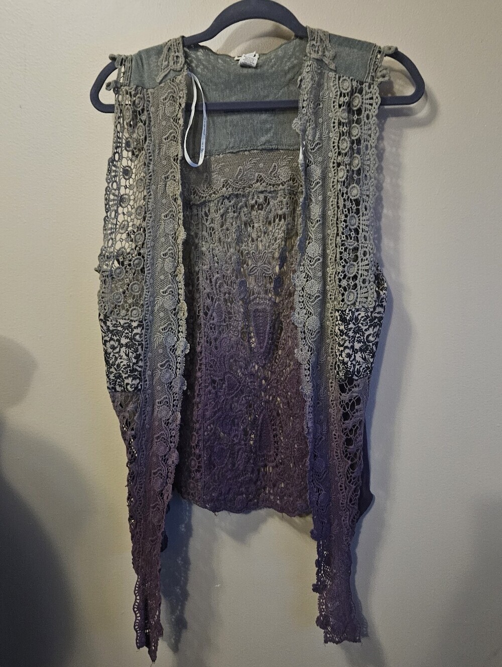 Gimmicks By BKE Women's Size XS Lace Open Front Cotton Blend Cardigan Ombre